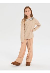 Sinsay - Prążkowane spodnie wide leg - wielobarwny. Materiał: prążkowany