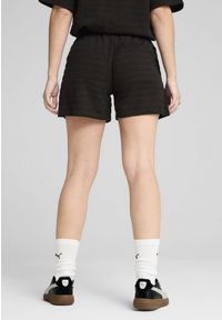 Puma - Damskie strukturalne szorty ESS ELEVATED 5" z wysokim stanem PUMA Black. Stan: podwyższony. Kolor: czarny