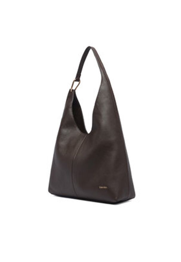Calvin Klein Torebka Slouchy Leather Md Shoulder Bag LV04F3543G Brązowy. Kolor: brązowy. Materiał: skórzane