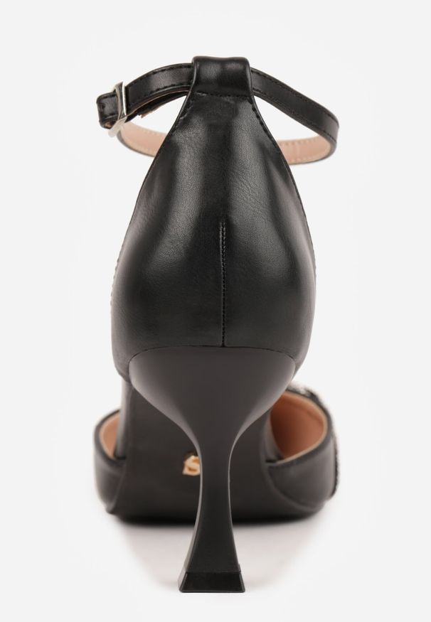 Born2be - Czarne Czółenka Vices na Szpilce z Kokardą i Cyrkoniami Atelissa. Okazja: na ślub cywilny, na wesele. Kolor: czarny. Obcas: na szpilce. Styl: elegancki. Wysokość obcasa: średni