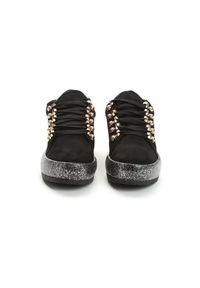 Renee - Czarne Sneakersy Ineffable Catkin. Kolor: czarny. Materiał: zamsz. Obcas: na platformie #6