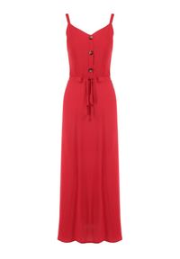 Born2be - Bordowa Sukienka z Wiskozy Xelpiroe. Okazja: na co dzień. Kolor: czerwony. Wzór: gładki, aplikacja. Typ sukienki: proste. Materiał: wiskoza. Długość rękawa: na ramiączkach. Sezon: lato. Styl: casual. Długość: maxi #4