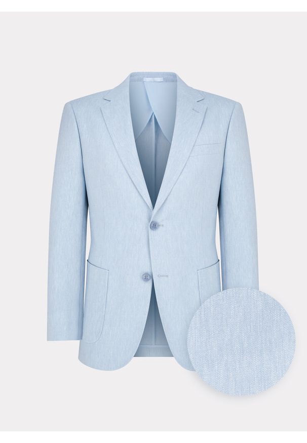 Pako Lorente - PAKO LORENTE - Niebieska marynarka męska z lnu. Kolor: niebieski. Materiał: len. Wzór: gładki. Sezon: wiosna