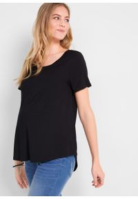 Długi shirt ciążowy i do karmienia piersią LENZING™ ECOVERO bonprix czarny. Kolekcja: moda ciążowa. Kolor: czarny. Materiał: materiał. Długość: długie #5