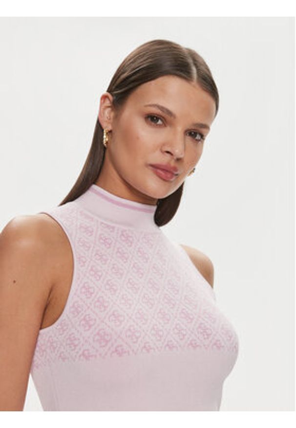 Guess Bluzka Lise W3YR26 Z37K0 Różowy Slim Fit. Kolor: różowy. Materiał: syntetyk