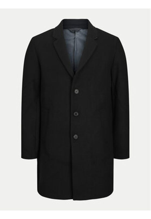 Jack & Jones - Jack&Jones Płaszcz wełniany Harris 12263845 Czarny Regular Fit. Kolor: czarny. Materiał: syntetyk