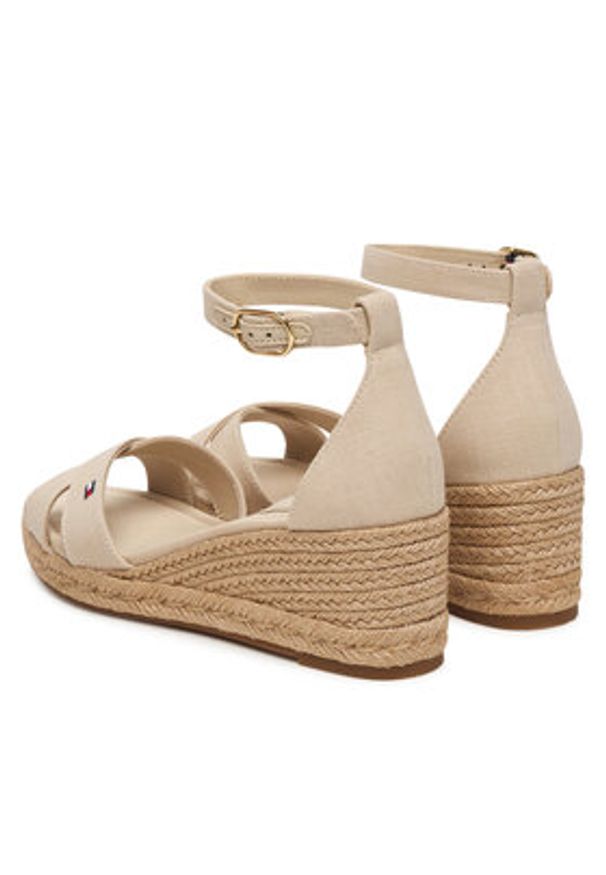 TOMMY HILFIGER - Tommy Hilfiger Espadryle Mid Wedge Espad X Cross FW0FW09332 Beżowy. Kolor: beżowy. Materiał: materiał