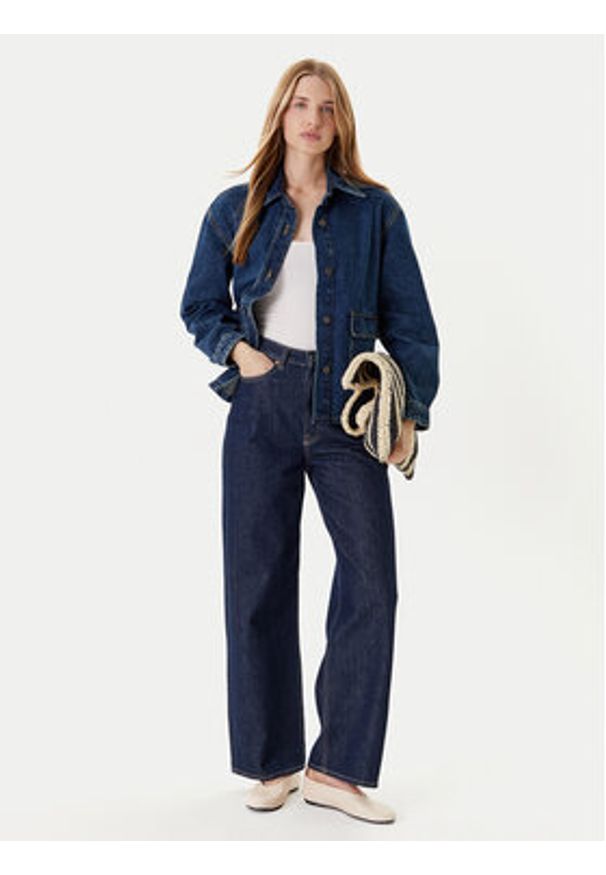 United Colors of Benetton - United Colors Of Benetton Kurtka jeansowa 296XDN07R Granatowy Relaxed Fit. Kolor: niebieski. Materiał: bawełna