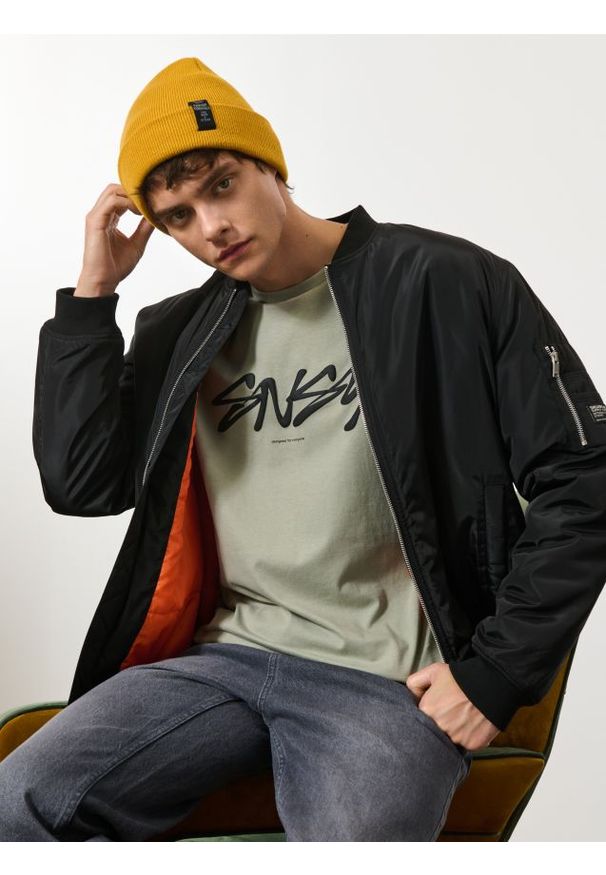 Sinsay - Czapka beanie - żółty. Kolor: żółty