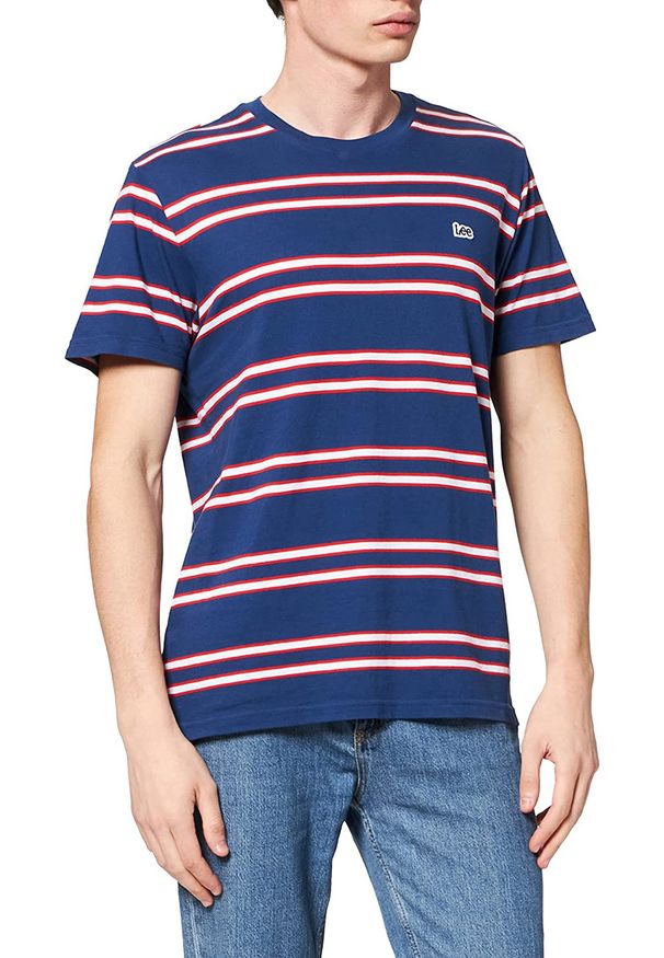 Lee - LEE BASIC STRIPE TEE MĘSKI T-SHIRT REGULAR FIT WASHED BLUE L61LEELR 112113934