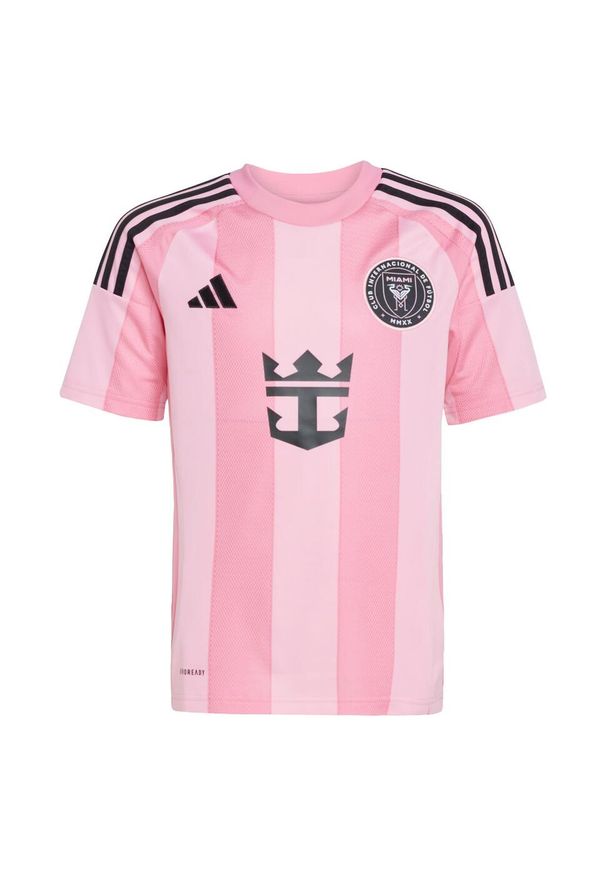 Adidas - Koszulka Inter Miami CF 25/26 Messi Home Kids. Kolor: różowy. Materiał: materiał. Wzór: paski