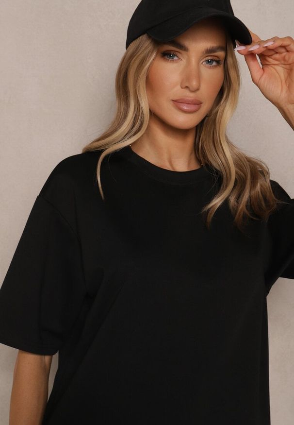 Renee - Czarny Basicowy T-shirt z Bawełną Meronissea. Okazja: na co dzień. Kolor: czarny. Materiał: bawełna. Styl: klasyczny, casual