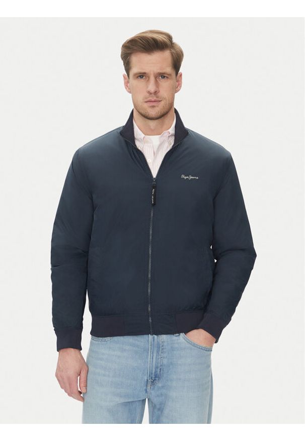 Pepe Jeans Kurtka bomber Mustrel PM403108 Granatowy Regular Fit. Kolor: niebieski. Materiał: syntetyk