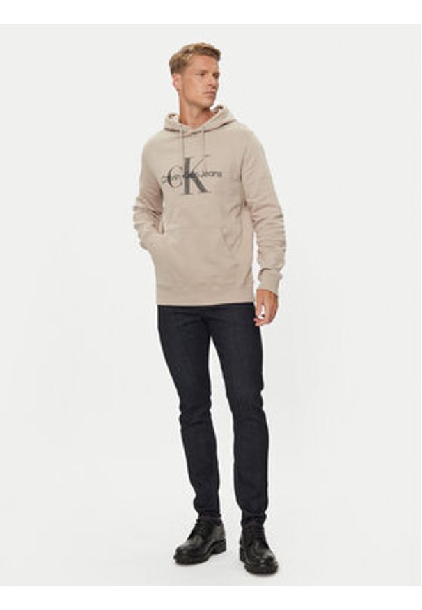 Calvin Klein Jeans Bluza J30J320805 Beżowy Regular Fit. Kolor: beżowy. Materiał: bawełna
