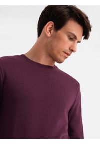 Ombre Clothing - Męska nierozpinana bluza dresowa BASIC – bordowa V3 - Rozmiar: M. Okazja: na co dzień. Kolor: czerwony. Materiał: dresówka. Wzór: gładki. Styl: klasyczny, casual #3