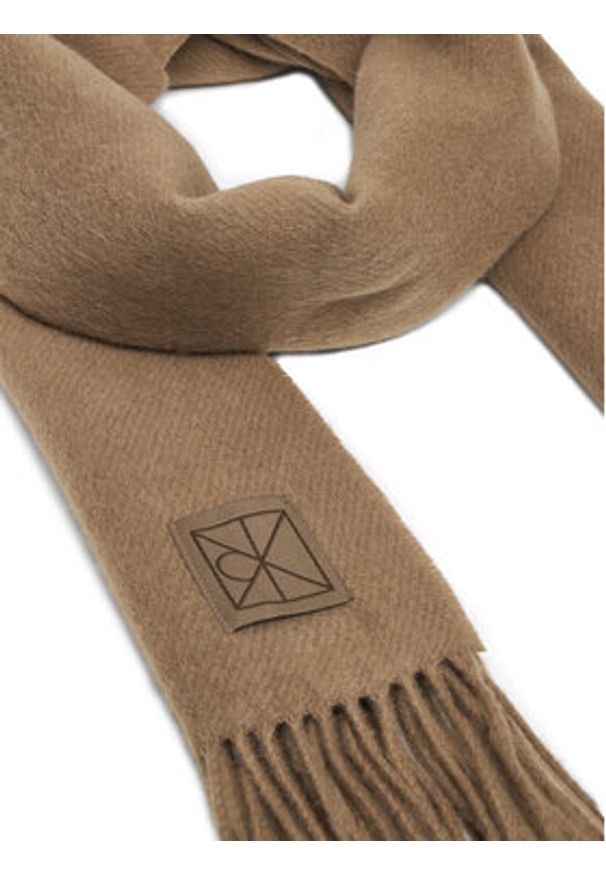 Calvin Klein Szalik Emblem LV04D8060G Beżowy. Kolor: beżowy. Materiał: wełna