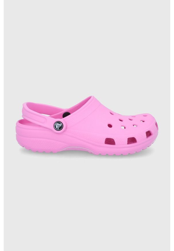 Crocs klapki kolor różowy. Kolor: niebieski. Materiał: guma, materiał. Wzór: gładki