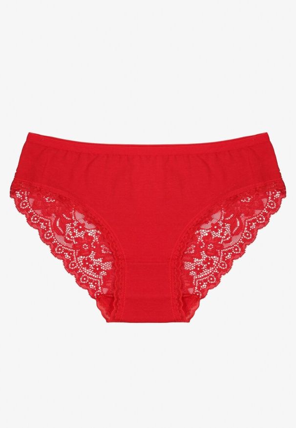 Born2be - Czerwone Majtki Figi Zdobione Koronką Venissella. Kolor: czerwony. Materiał: koronka. Wzór: aplikacja, koronka
