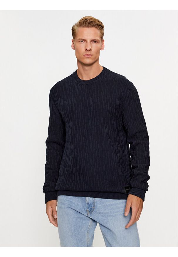 Sweter Hugo. Kolor: niebieski. Materiał: bawełna