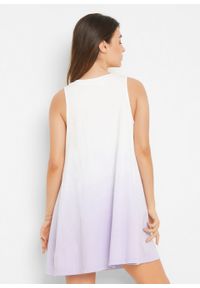 Sukienka plażowa bonprix biało-jasny fioletowy. Okazja: na plażę. Kolor: biały. Wzór: nadruk #6