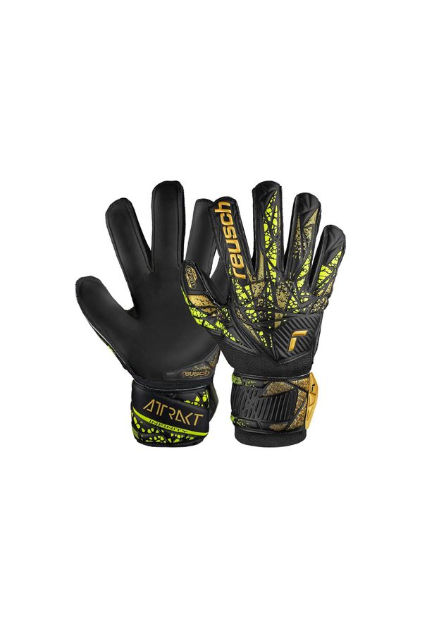 Reusch - Rękawice bramkarskie dziecięce REUSCH Attrakt Infinity Finger Support Junior. Kolor: żółty, wielokolorowy, czarny