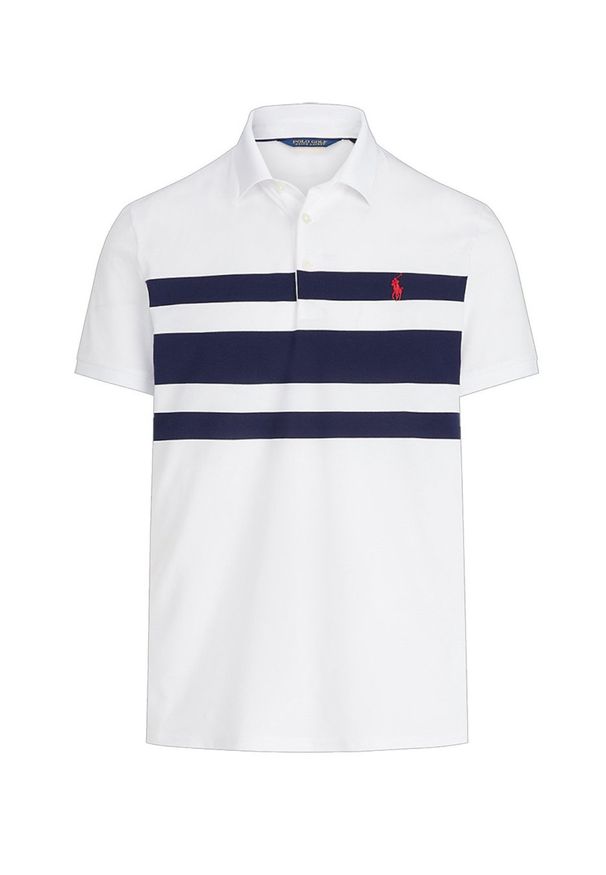 Ralph Lauren - RALPH LAUREN - Koszulka Polo Golf Slim Fit. Typ kołnierza: polo, golf. Kolor: biały. Materiał: prążkowany, tkanina. Wzór: haft