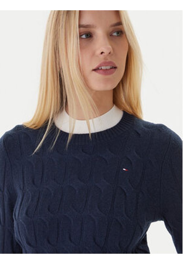 TOMMY HILFIGER - Tommy Hilfiger Sweter WW0WW43586 Granatowy Regular Fit. Kolor: niebieski. Materiał: wełna