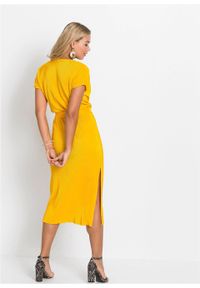 Sukienka shirtowa plisowana bonprix żółty szafranowy. Kolor: żółty #6