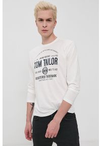 Tom Tailor - Longsleeve bawełniany. Okazja: na co dzień. Kolor: biały. Materiał: bawełna. Długość rękawa: długi rękaw. Wzór: nadruk. Styl: casual #5