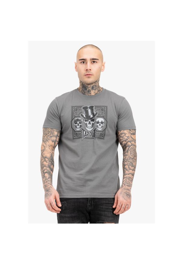 TAPOUT - T-shirt regularny Tapout Skull. Kolor: wielokolorowy, szary, czarny. Materiał: bawełna