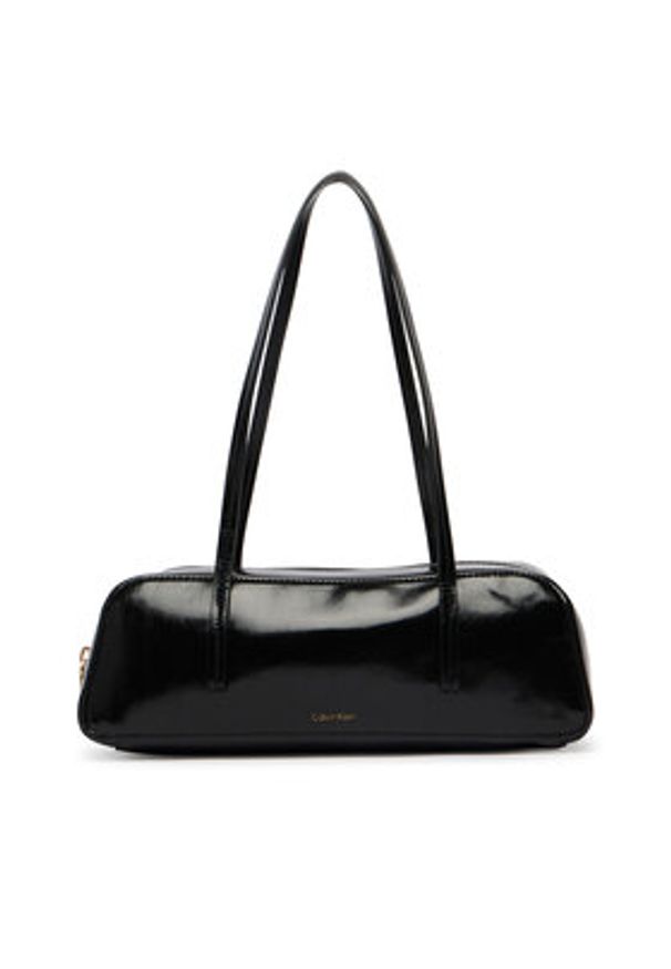 Calvin Klein Torebka Foil Logo Glossy Bauletto LV04F3638G Czarny. Kolor: czarny. Materiał: skórzane