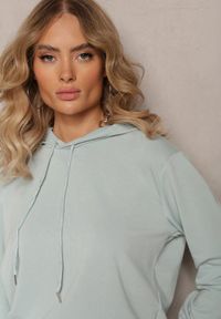 Renee - Miętowy 2-częściowy Komplet Dresowy z Gładkiej Dzianiny Bluza i Spodnie Honorille. Kolor: miętowy. Materiał: dzianina, dresówka. Wzór: gładki #2