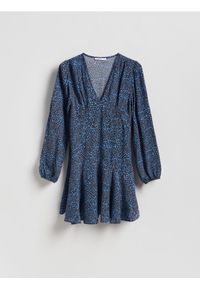 Reserved - Wzorzysta sukienka z wiskozy - ciemnobrązowy. Kolor: brązowy. Materiał: wiskoza #1
