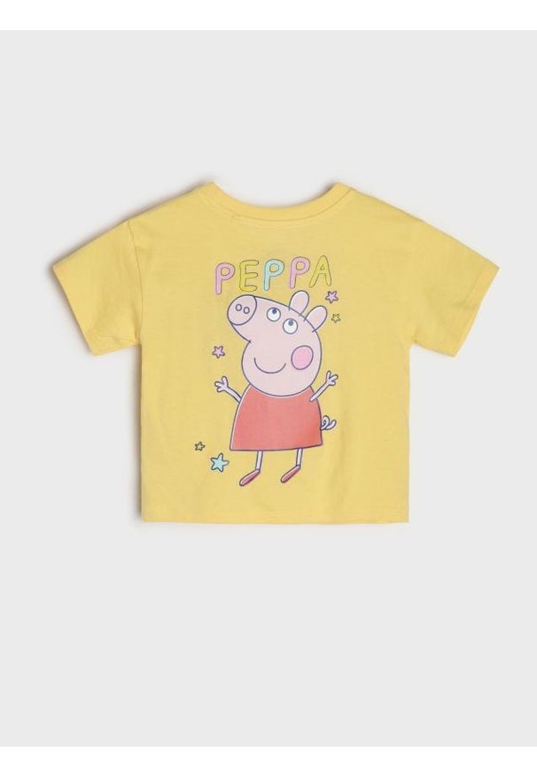 Sinsay - Koszulka z ozdobnym printem na plecach Peppa Pig - żółty. Kolor: żółty. Wzór: nadruk