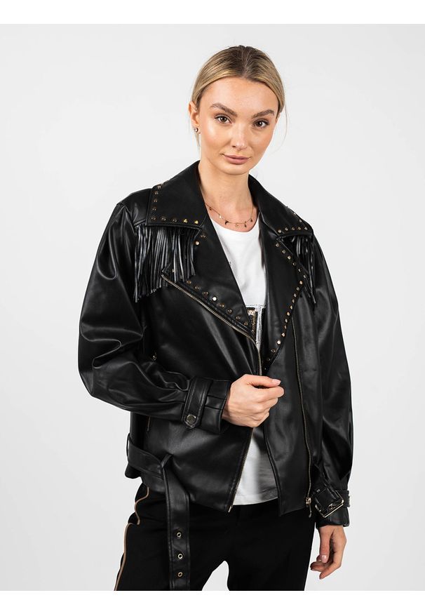 Liu Jo - Liu-Jo Kurtka | WF1085 E0624 | Kobieta | Czarny. Okazja: na co dzień. Kolor: czarny. Materiał: poliester. Wzór: aplikacja. Styl: casual