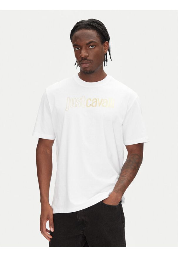 Just Cavalli T-Shirt 78OAHT16 Biały Regular Fit. Kolor: biały. Materiał: bawełna