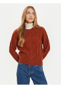 Wrangler Sweter 112356473 Brązowy Regular Fit. Kolor: brązowy. Materiał: bawełna