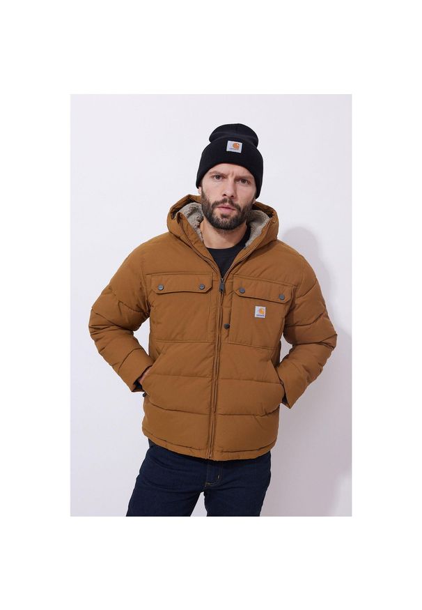 Kurtka zimowa męska Carhartt Montana puchowa. Kolor: brązowy. Materiał: puch. Sezon: zima
