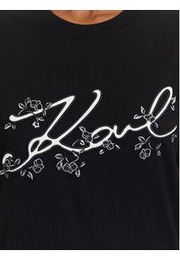 Karl Lagerfeld - KARL LAGERFELD T-Shirt A3W17018 Czarny Regular Fit. Typ kołnierza: dekolt w karo. Kolor: czarny. Materiał: bawełna #3