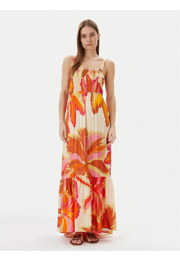 Maaji Sukienka letnia Jungle Palm Lavinia PT2707CLD001 Pomarańczowy Regular Fit. Kolor: pomarańczowy. Materiał: wiskoza. Sezon: lato