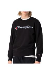 Bluza Champion Embroidered Script Logo Sweatshirt 217061-KK001 - czarna. Kolor: czarny. Materiał: bawełna, tkanina, poliester. Wzór: napisy. Styl: sportowy, klasyczny