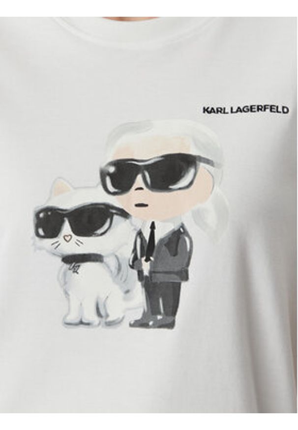 Karl Lagerfeld - KARL LAGERFELD T-Shirt A3W17077 Biały Regular Fit. Typ kołnierza: dekolt w karo. Kolor: biały. Materiał: bawełna