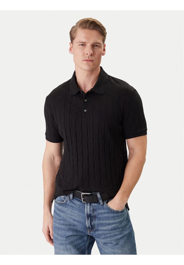 Calvin Klein Polo LV04LE203G Czarny Regular Fit. Typ kołnierza: polo. Kolor: czarny. Materiał: bawełna