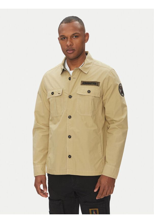 Aeronautica Militare Kurtka przejściowa 251AC032CT3505 Beżowy Regular Fit. Kolor: beżowy. Materiał: bawełna