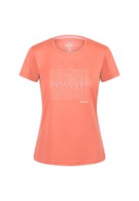 Regatta - TShirt Damski Napisy Fingal VI. Kolor: pomarańczowy. Wzór: napisy