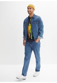 bonprix - T-shirt z czystej bawełny, slim fit. Kolor: niebieski. Materiał: bawełna. Wzór: nadruk #3