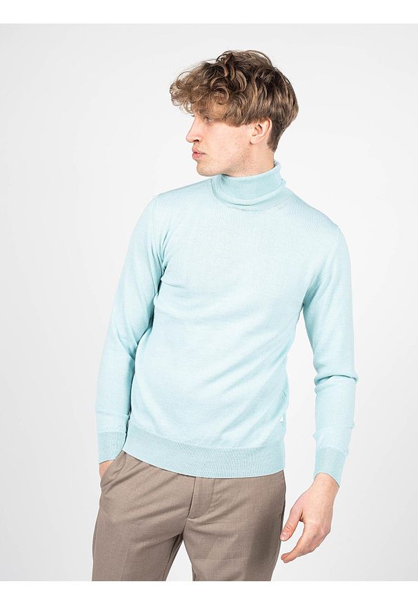 Takeshy Kurosawa Sweter | 83475 | Maglia D/Vita Calato Lana | Mężczyzna | Błękitny. Okazja: na co dzień. Typ kołnierza: golf. Kolor: niebieski. Materiał: wełna, akryl. Styl: casual