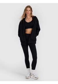 4f - 4F Bluza dresowa rozpinana z kapturem damska - czarna XXL. Okazja: na co dzień. Typ kołnierza: kaptur. Kolor: czarny. Materiał: dresówka. Wzór: gładki, ze splotem. Styl: casual, klasyczny, sportowy #2