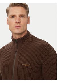 Aeronautica Militare Kardigan 262MA1664UL00409 Brązowy Regular Fit. Kolor: brązowy. Materiał: bawełna #5