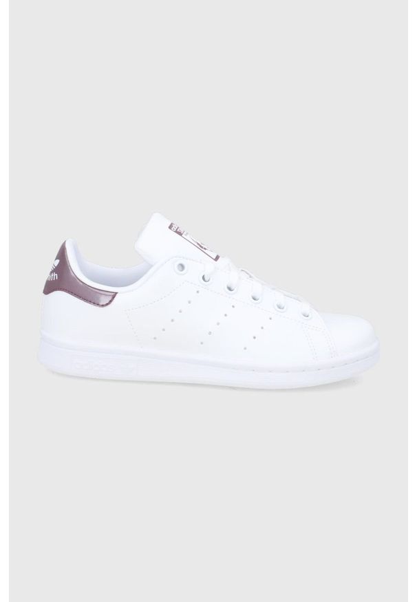 adidas Originals Buty dziecięce Stan Smith GW8158 kolor biały. Nosek buta: okrągły. Zapięcie: sznurówki. Kolor: biały. Materiał: guma. Model: Adidas Stan Smith